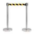VIP Crowd Control 36" Retractable Belt Queue Safety Stanchion Barrier (2 Mirror Post w/78" Black/Yellow Belt) in Gray | Wayfair 1011