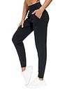 THE GYM PEOPLE Athletic Joggers for Women Sweatpants with Pockets Workout Tapered Lounge Yoga Pants Women's Leggings (Black, Medium)