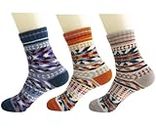 Aeoss Womens Thick Knitted Wool Warm Socks Casual Socks for Women Free Size Multicolor (3 Pairs)