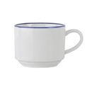 Mikasa Hospitality 5305734 3 oz Bistro Cup - Porcelain, Blue Pinstripe, Bistro Pinstripe Series, 3 1/2" Diameter, White
