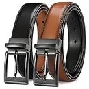 CHAOREN Reversible Belt for Men - 1.25" Black & Tan Mens Dress Leather Belt for Suit Pant - Elegant for Formal Occasions