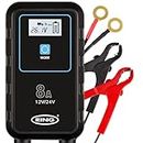 Ring Automotive RSC908-8A Smart Car Battery Charger, 12V & 24V Battery Maintainer - 9 Stage Charger for AGM, Leisure, Lithium, HGV, Car and Van Batteries, BLACK