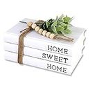Decorative White Books,Farmhouse Stacked Books,Hardcover Books Decorative,Home|Sweet|Home(Set of 3) Stacked Books for Decorating Coffee Tables and Shelves (White)