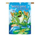 Breeze Decor Frog 2-Sided Polyester House/Garden Flag Metal in Blue/Green/Yellow | 40 H x 28 W in | Wayfair BD-BG-H-110041-IP-BO-DS02-IM
