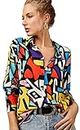 Blouses for Women Fashion, Casual Long Sleeve Button Down Shirts Tops, XS-3XL, Red Yellow Mix Colors, Medium