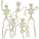 5 Packs Halloween Skeleton Decorations, 16" Halloween Full Body Mini Skeleton with Movable Posable Joints, Spooky Plastic Skeleton for Yard Garden Lawn Haunted House Graveyard Props Decor