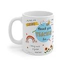 GIFTHEART Thank You Teacher Mug, Best Teacher Gift, Teacher Mug, Helping Me to Grow - White Ceramic Coffee Mug 330ml