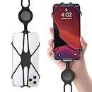 【Bone】 Lanyard Phone Tie 2 Universal Neck Phone Strap for iPhone 14 13 12 11 Pro Max, Galaxy S Pixel, Smartphone Detachable Case Silicone Straps, fits 4" to 6.7" (Black)