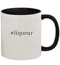 Knick Knack Gifts #liqueur - 11oz Ceramic Colored Handle and Inside Coffee Mug Cup, Black