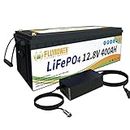 FLLEEYPOWER 12V 400Ah LiFePO4 Lithium Battery, Over 8000+ Rechargeable Deep Cycle, Grade A Battery Cells with Built-in Upgraded BMS, Applied for Solar, Marine, Boat, Household Appliances, Backup Power