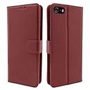 Pikkme iPhone 5 / 5s / Se Flip Case Leather Finish | Inside TPU with Card Pockets | Wallet Stand and Shock Proof | Magnetic Closing | Complete Protection Flip Cover for iPhone 5 / 5s / Se (Brown)