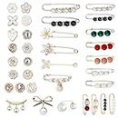 35 Pcs Pearl Brooch Pins, Sweater Shawl Clip Faux Pearl Brooches, Decorative Safety Pins Fashion Cover Up Buttons Sweater Shawl Pins for Women Clothing Dresses Decoration Accessories
