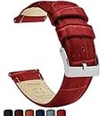 18mm Crimson Red - BARTON Alligator Grain - Quick Release Leather Watch Bands