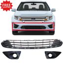 New Ford Fusion Fits 10-12 Lower Grille w/ LH & RH Fog Light Lamp Bezel Pair 3pc