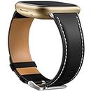 Dirrelo Echtes Leder Armband Kompatibel mit Fitbit Versa 3 Armband/Versa 4 Armband/Sense Armband für Damen Herren, Lederband Ersatzband für Fitbit Versa 3/Fitbit Sense 2 Armband, Schwarz