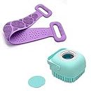 MUSIK Combo of Silicon Bath Scrub and Silicon Back Scrubber Belt - Bathing Brush for Women, Dead Skin Removal Exfoliating Belt for Shower & Body Brush with Shampoo dispenser