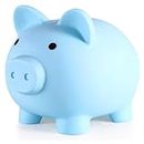 Large Piggy Banks, Cute Plastic Pig Money Box, Piggy Bank for Girls and Boys, Unbreakable Plastic Coin Bank Fun Gifts for Birthday, Festival, Baby Shower (Blue)