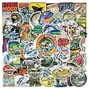 50Pcs Go Fishing Stickers, Outdoor Fishing and Hunting Stickers Packs, Waterproof Vinyl Fishing Adventure Summer Camp Decals for Phones, Skateboards, Buckets, Gifts for Kids, Teens, Adults