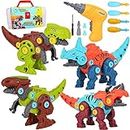 Gigflpyo Take Apart Dinosaur Toys with Electric Drill for Kids, 4 Pack Dinosaur Building Toy Set with Tools DIY Construction Play Kit STEM Educational & Science Kits & Toys Boys Girls Age 3 4 5 6 7 8