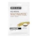 Swiss Beauty Rice Water & Niacinamide Illuminating Sheet Mask | Serum-infused Sheet mask | Minimises open pores | Control excess oil | 20ml