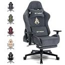 Symino Gaming Chair, Breathable Alcantara Fabric, As Soft as Fur, Ergonomic PC Chair, Adjustable Swivel Task Chairs with Footrest, Gray