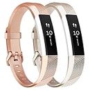 Tobfit Waterproof Sport Bands Compatible with Fit bit Alta/Alta HR/Ace, Soft TPU Replacement Wristbands, Small, Champagne Gold/Rose Gold