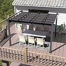 MUPATER 10' X 13' Outdoor Retractable Aluminum Pergola with Weather-Resistant Canopy for Backyard Deck Garden Grey
