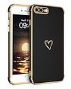 GUAGUA iPhone 8 Plus Case iPhone 7 Plus Case Cute Heart Pattern Soft TPU Plating Cover for Women Girls with Camera Protection & 4 Corners Shockproof Phone Case for iPhone 8/7 Plus Black