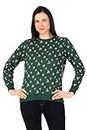 Stories.Label Sweatshirt for Women Stylish Winter Wear, Printed Long Sleeve Cotton Sweater Tops for Girls Includes Plus Sizes (S, Dark Green)