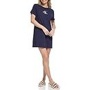 Calvin Klein womens Monogram Logo Cover Up T-shirt Dress, Navy, Small