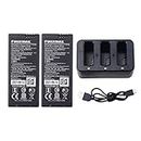 Fytoo for Tello Four-axis Aircraft Spare Parts Remote Control Drone 2PCS 3.8V 1100mah Lithium Battery with 3 in 1 Charger Black