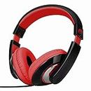 Rockpapa Comfort Stereo Wired Over/On Ear Headphones Earphones, Adjustable Headband for Adults/Kids Childs Boys Girls, MP3/4 CD/DVD Mobile Laptop Tablet in Car Airplane Travel Black Red