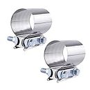 Luluxing 2Pcs Butt Joint Exhaust Band Clamp Stainless Steel Exhaust Muffler Clamp For Exhaust Pipes Muffler Ends And Exhaust System Connection (40MM)