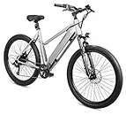 Schwinn Marshall Adult Electric Hybrid Bike, Small/Medium Step-Thru Frame, 7 Speed, 27.5-Inch Wheels, Gloss Grey