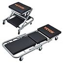 VEVOR Z-Creeper Seat, 2 in 1 Rolling Folding Car Creeper/Stool, 300 lbs Capacity Mechanic Creeper, Low Profile Creeper with 6 pcs Wheels for Garage, Shop, Auto Repair, Lay Down or Sit, Black