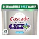 Cascade Dishwasher Detergent Pods, Platinum Actionpacs Dishwasher Pods, Fresh Scent, 60 Count