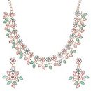 Atasi International Gold Plated Crystal Necklace Jewellery Set with Earrings Suited for Party Wedding Festive for Women (Multicolor)