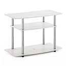 Furinno Turn-N-Tube No Tools 3-Tier Entertainment Center TV Stand for TV up to 32 Inch with Stainless Steel Tubes, White Oak/Chrome