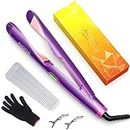 ANGENIL Professional Ion Flat Iron Curling Iron in One, Hair Straightener and Curler 2 in 1, Dual Voltage Twist Flat Irons with Digital LCD Display Adjustable Temp for All Hair Types