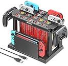 Switch Games Organizer Station with Controller Charger, Charging Dock for Nintendo Switch & OLED Joycons, Kytok Switch Storage and Organiser for Games, TV Dock, Pro Controller, Accessories Kit Storage