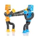SANTALON Bendable Robot Figures, Flexible Robot, Telescopic Suction Cup Robot Toy, Pop Tubes, Fidget Tubes Sensory Toys for Girls Boys (Multicolor) (2 Pieces)