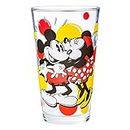 Silver Buffalo Disney's Classic Mickey and Minnie Kiss Dots Pint Glass with Gift Box, 16-Ounces, Red and Black