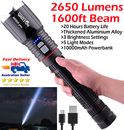 Brightest Rechargeable LED Flashlight Torch Powerbank 2650 Lumens Powerful Beam
