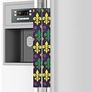 Emelivor Mardi Gras French Lily Refrigerator Door Handle Cover Set of 2 - Replacement Kitchen Appliance Handles Keep Off Fingerprints Food Stains，for Ovens, Dishwashers