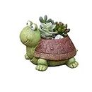 HC VILLA- Cute Tortoise Plant Pot Turtle Resin Fiber Creative Animal Planter Pot for Home & Garden Décor | Mini Container for Office with A Drainage Hole for Bagicha Garden - Pack of 1, Green