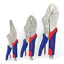 WORKPRO Locking Pliers Set, CR-V Steel Mole Grips, Quick-Release & Self-Locking with Soft Grip, 10-Inch & 7-Inch Curved Jaw, 6-1/2 Inch Straight Jaw, 3-Piece