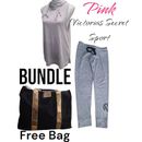Pink Victoria's Secret Pants & Jumpsuits | Bundle Pink Victorias Secret Gray Leggings And Gray Active Wear Top | Color: Black/Gray | Size: M