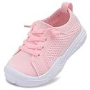 LeIsfIt Toddler Girls Boys Shoes Lightweight Sneakers Tennis Shoes Kids Slip on Shoes Breathable Barefoot Shoes Pink