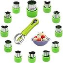 RUHIRA Combo Pack of 12 Pic Fruit Vegetable Cutter Shapes Set & 4 in 1 Melon Baller Scoop Set,Seed Remover,Cookie Cutter Decorative Food,Stainless Steel Vegetable Fruit Cutter