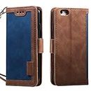Mylne Retro Wallet Case for iPhone 8 Plus/7 Plus,PU Leather Folio Flip Wallet Stand with Card Slots Magnetic Closure Soft TPU Inner Cover,Blue Brown